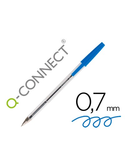 Boligrafo transparente q-connect azul medio kf26039