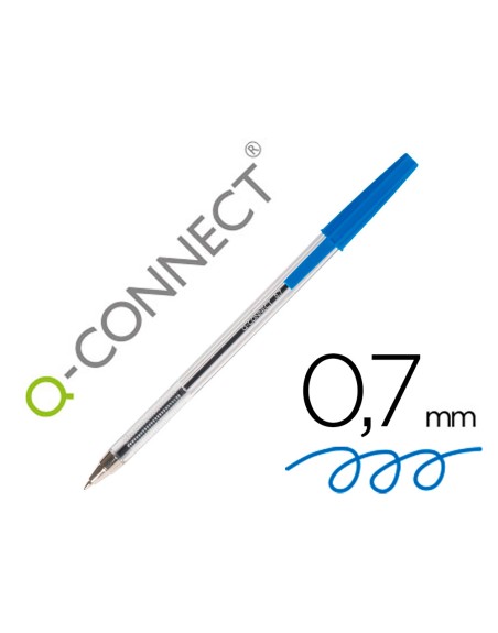 Boligrafo transparente q-connect azul medio kf26039