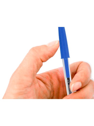 Boligrafo transparente q-connect azul medio kf26039