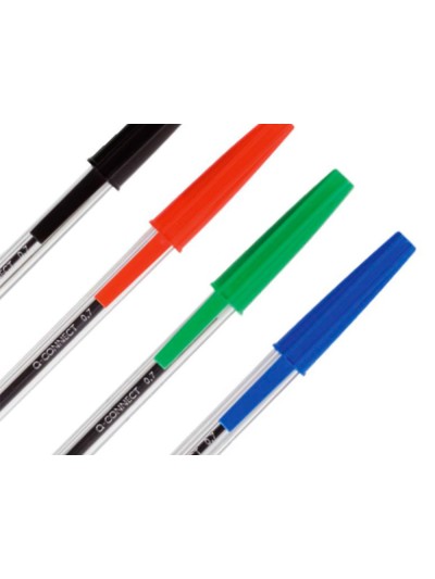 Boligrafo transparente q-connect azul medio kf26039