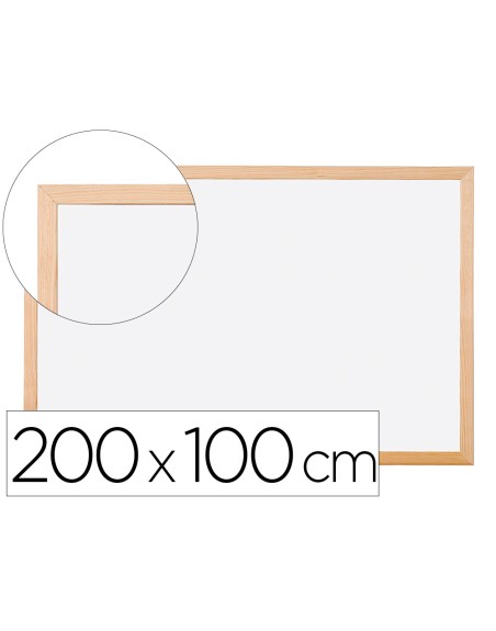 Pizarra blanca q-connect laminada marco de madera 200x100 cm