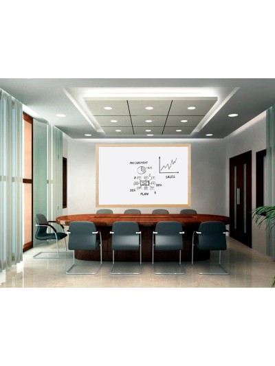 Pizarra blanca q-connect laminada marco de madera 150x100 cm