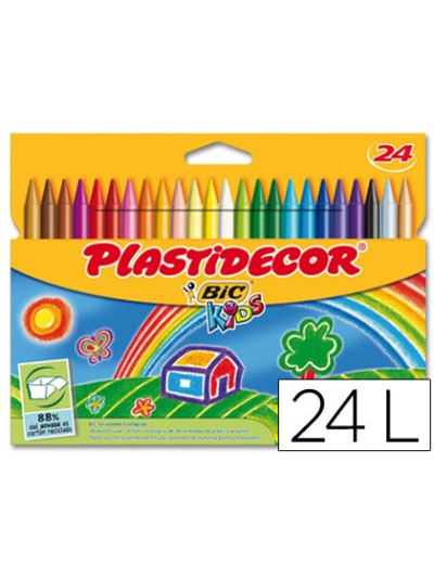 Lapices cera plastidecor caja de 24 colores surtidos