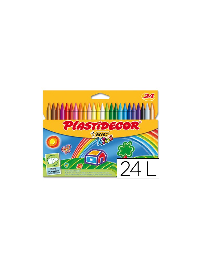 Lapices cera plastidecor caja de 24 colores surtidos Lapices cera plastidecor caja de 24 colores surtidos