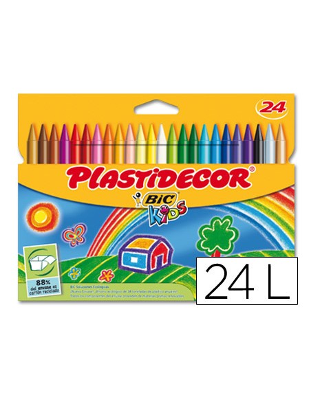 Lapices cera plastidecor caja de 24 colores surtidos
