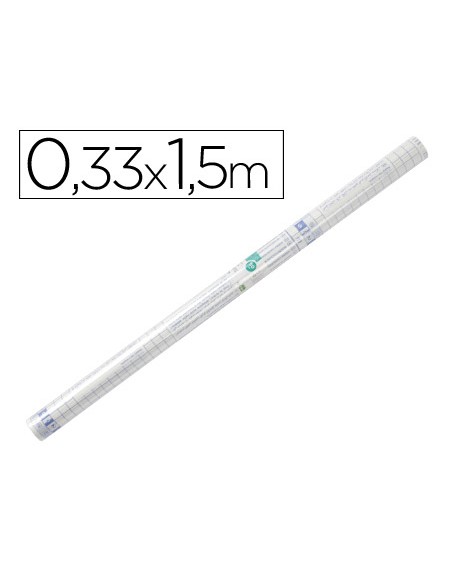 Rollo plastico adhesivo liderpapel 0.33x1.50 50 mc forralibros removible