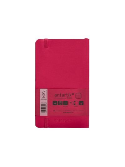 Cuaderno con gomilla antartik notes tapa blanda a6 cuadricula burdeos 100 hojas 80 gr fsc