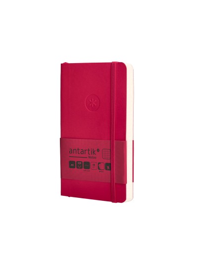 Cuaderno con gomilla antartik notes tapa blanda a6 cuadricula burdeos 100 hojas 80 gr fsc