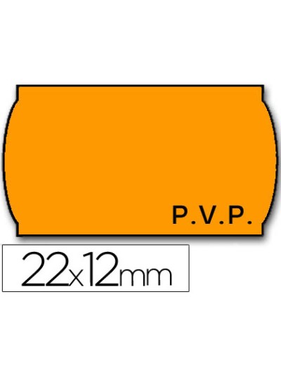 Etiquetas meto onduladas 22x12 mm pvp naranja fluor adh.2 rollo 1500 etiquetas