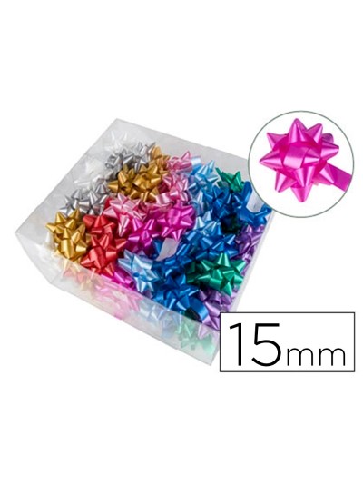 Lazo fantasia liderpapel 15 mm caja de 100 unidades colores surtidos