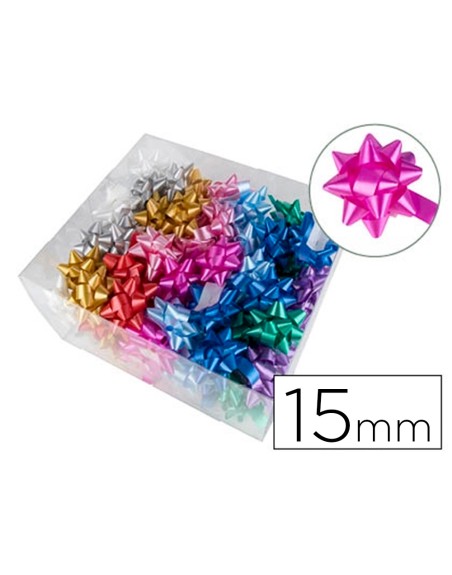 Lazo fantasia liderpapel 15 mm caja de 100 unidades colores surtidos