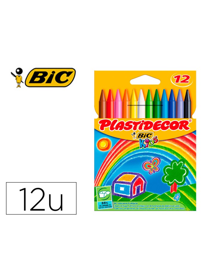 Lapices cera plastidecor caja de 12 colores surtidos Lapices cera plastidecor caja de 12 colores surtidos
