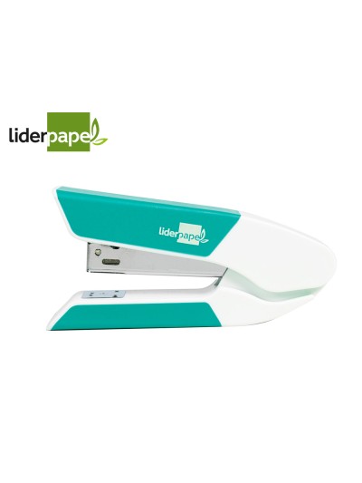 Grapadora liderpapel con regalo de extraegrapas y caja de 1000 grapas 26/6 capacidad 20h color turquesa