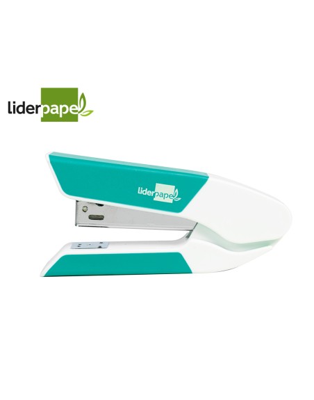 Grapadora liderpapel con regalo de extraegrapas y caja de 1000 grapas 26/6 capacidad 20h color turquesa