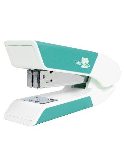 Grapadora liderpapel con regalo de extraegrapas y caja de 1000 grapas 26/6 capacidad 20h color turquesa
