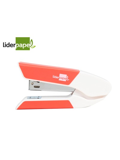 Grapadora liderpapel con regalo de extraegrapas y caja de 1000 grapas 26/6 capacidad 20h color coral