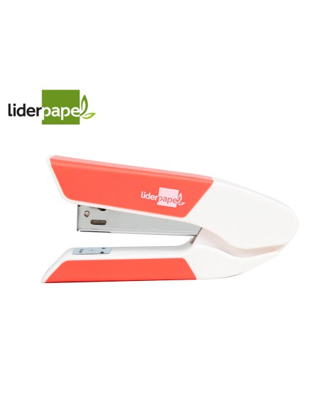 Grapadora liderpapel con regalo de extraegrapas y caja de 1000 grapas 26/6 capacidad 20h color coral
