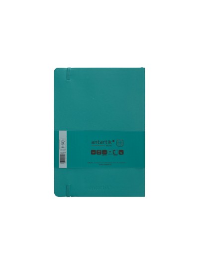 Cuaderno con gomilla antartik notes tapa blanda a5 hojas cuadricula verde aguamarina 80 hojas 80 gr fsc