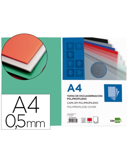 Tapa encuadernacion liderpapel polipropileno a4 0.5 mm verde translucido paquete de 100 unidades
