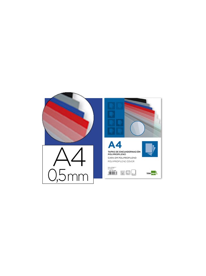 Tapa encuadernacion liderpapel polipropileno a4 0.5 mm azul translucido paquete de 100 unidades Tapa encuadernacion liderpapel polipropileno a4 0.5 mm azul translucido paquete de 100 unidades