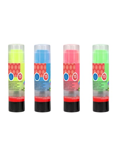 Pegamento liderpapel en barra 15 gr trazo magico color neon surtido unidad