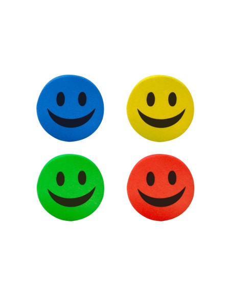 Borrador liderpapel pizarra blanca redondo 5 cm diametro magnetico cara smiley colores surtidos
