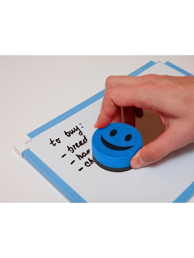 Borrador liderpapel pizarra blanca redondo 5 cm diametro magnetico cara smiley colores surtidos