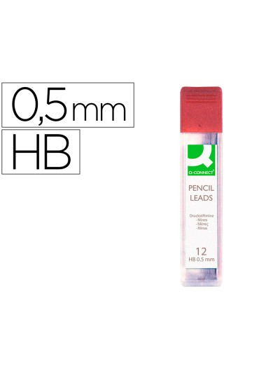 Minas q-connect grafito 0,5 mm hb estuche de 12 minas longitud 60 mm