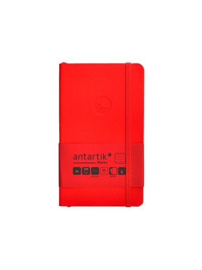 Cuaderno con gomilla antartik notes tapa blanda a6 rayas rojo 100 hojas 80 gr fsc