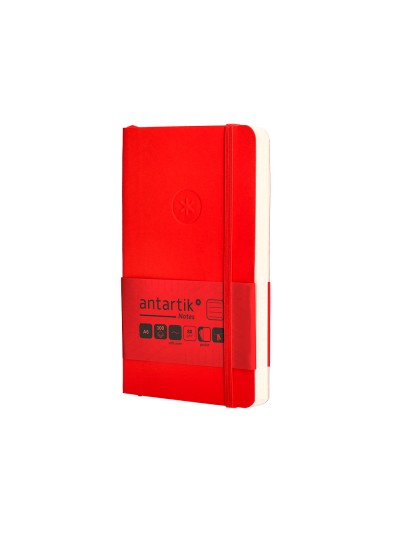 Cuaderno con gomilla antartik notes tapa blanda a6 rayas rojo 100 hojas 80 gr fsc