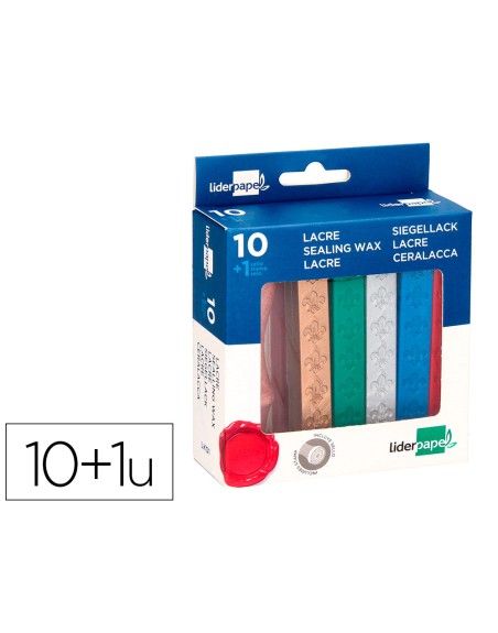 Lacre liderpapel con sello de carta juego de 10 barras colores surtidos