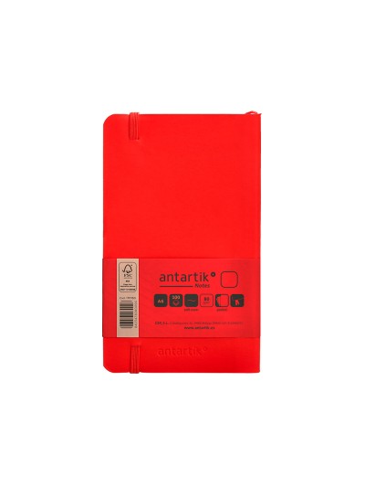 Cuaderno con gomilla antartik notes tapa blanda a6 hojas lisas rojo 100 hojas 80 gr fsc
