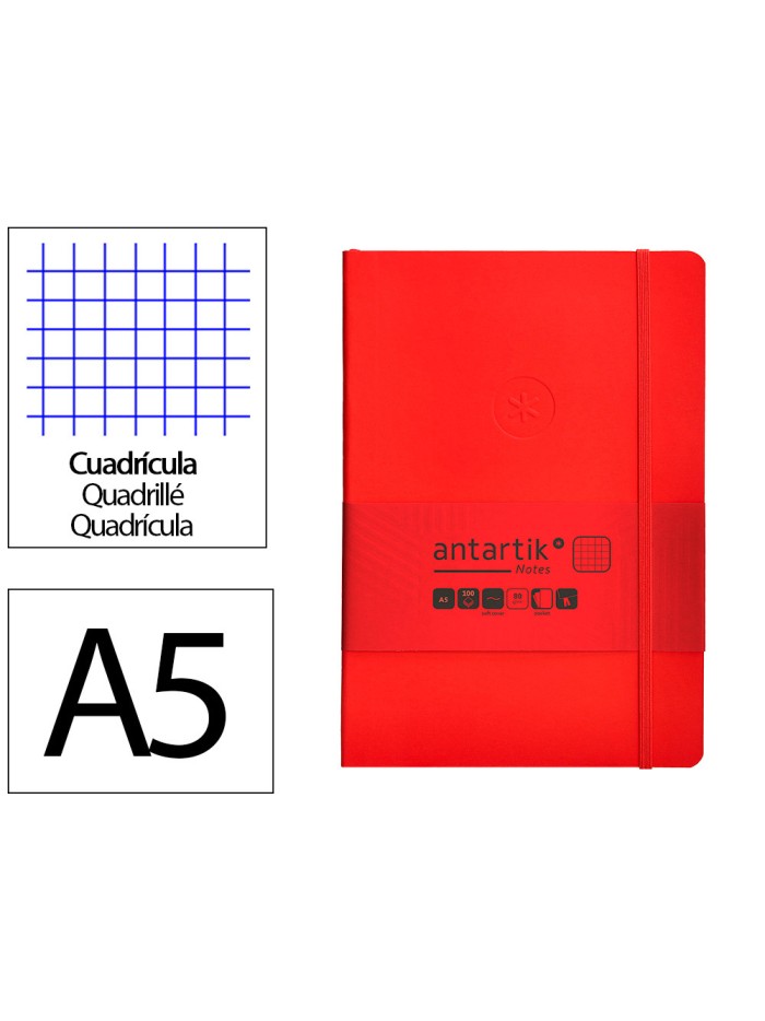 Cuaderno con gomilla antartik notes tapa blanda a5 hojas cuadricula rojo 80 hojas 80 gr fsc Cuaderno con gomilla antartik notes tapa blanda a5 hojas cuadricula rojo 80 hojas 80 gr fsc