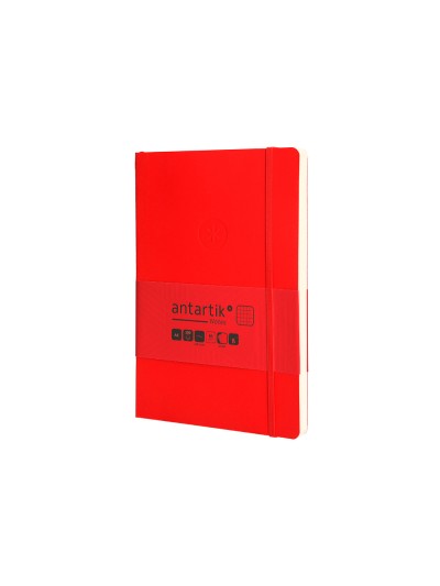 Cuaderno con gomilla antartik notes tapa blanda a5 hojas cuadricula rojo 80 hojas 80 gr fsc