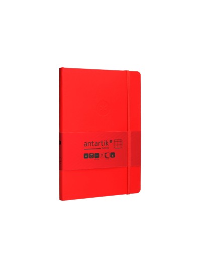 Cuaderno con gomilla antartik notes tapa blanda a5 hojas cuadricula rojo 80 hojas 80 gr fsc