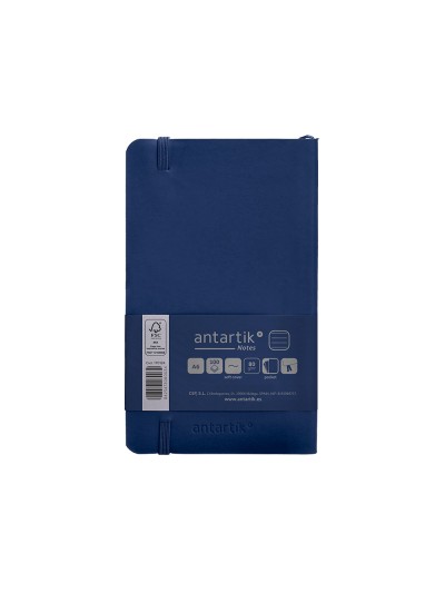 Cuaderno con gomilla antartik notes tapa blanda a6 rayas azul marino 100 hojas 80 gr fsc