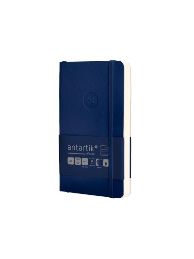 Cuaderno con gomilla antartik notes tapa blanda a6 rayas azul marino 100 hojas 80 gr fsc