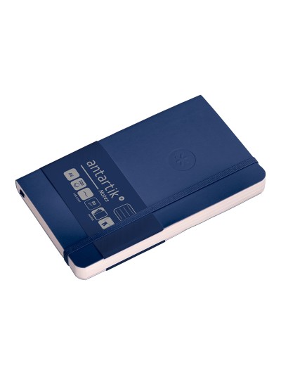 Cuaderno con gomilla antartik notes tapa blanda a6 rayas azul marino 100 hojas 80 gr fsc