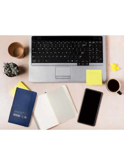 Cuaderno con gomilla antartik notes tapa blanda a6 rayas azul marino 100 hojas 80 gr fsc