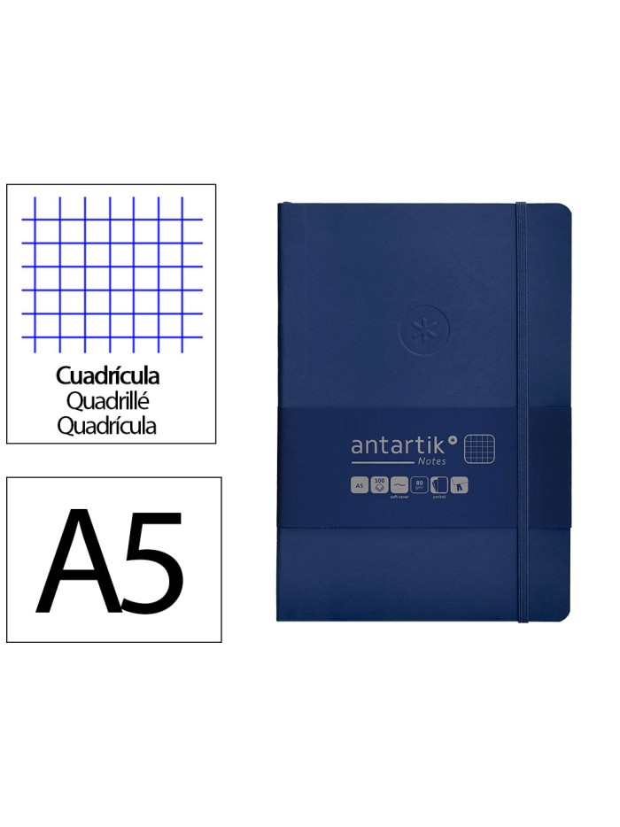 Cuaderno con gomilla antartik notes tapa blanda a5 hojas cuadricula azul marino 80 hojas 80 gr fsc Cuaderno con gomilla antartik notes tapa blanda a5 hojas cuadricula azul marino 80 hojas 80 gr fsc