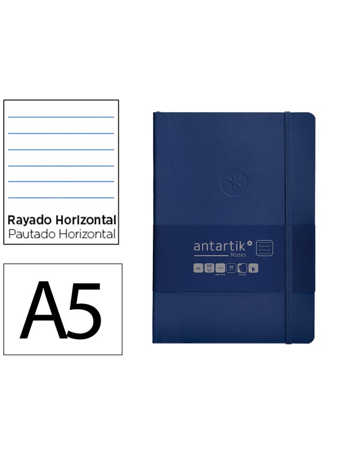 Cuaderno con gomilla antartik notes tapa blanda a5 hojas rayas azul marino 80 hojas 80 gr fsc Cuaderno con gomilla antartik notes tapa blanda a5 hojas rayas azul marino 80 hojas 80 gr fsc