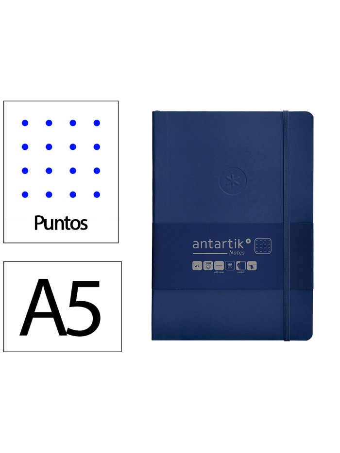 Cuaderno con gomilla antartik notes tapa blanda a5 hojas puntos azul marino 80 hojas 80 gr fsc Cuaderno con gomilla antartik notes tapa blanda a5 hojas puntos azul marino 80 hojas 80 gr fsc