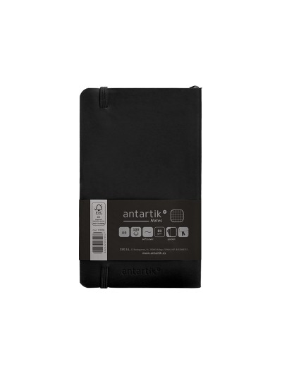 Cuaderno con gomilla antartik notes tapa blanda a6 cuadricula negro 100 hojas 80 gr fsc