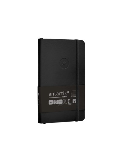 Cuaderno con gomilla antartik notes tapa blanda a6 cuadricula negro 100 hojas 80 gr fsc