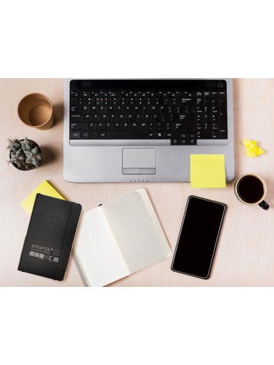 Cuaderno con gomilla antartik notes tapa blanda a6 cuadricula negro 100 hojas 80 gr fsc