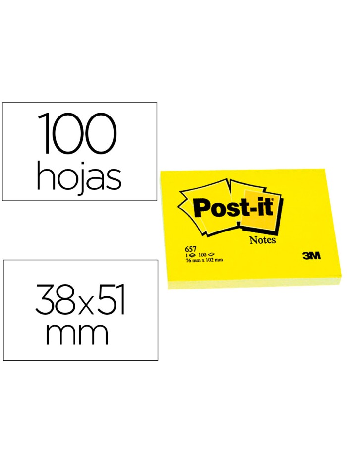 Bloc de notas adhesivas quita y pon post-it 38x51 mm con 100 hojas 653e Bloc de notas adhesivas quita y pon post-it 38x51 mm con 100 hojas 653e