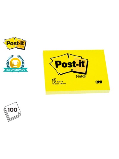 Bloc de notas adhesivas quita y pon post-it 38x51 mm con 100 hojas 653e