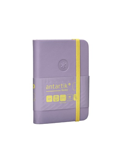 Cuaderno con gomilla antartik notes tapa dura a7 hojas lisas morado y amarillo 80 hojas 80 gr fsc
