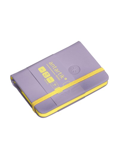 Cuaderno con gomilla antartik notes tapa dura a7 hojas lisas morado y amarillo 80 hojas 80 gr fsc