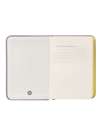 Cuaderno con gomilla antartik notes tapa dura a7 hojas lisas morado y amarillo 80 hojas 80 gr fsc